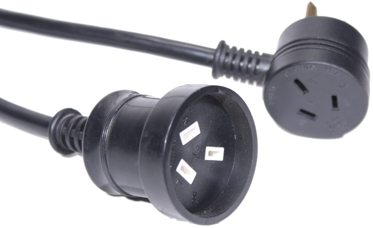 Extension Lead Piggyback 15A Cable 10A Plug and Socket Black with heat shrink 10m