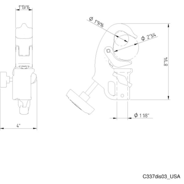 Avenger C337 Clamp Quick Action Jr TUV Cer 40mm to 70mm Range 100Kg Payload Gravity Cast Alu - Image 3