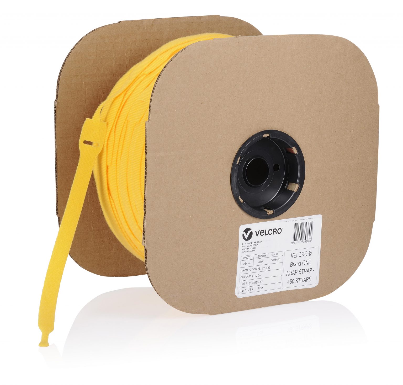 Velcro OneWrap Strap Lemon Strap 25mm x 300mm 450 Straps TecArt