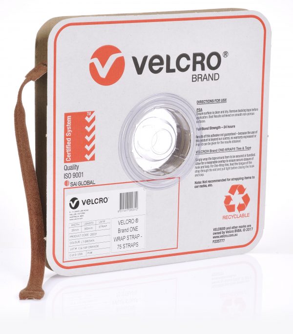 Velcro One-Wrap Strap Light Brown 25mm x 300mm 75 Straps