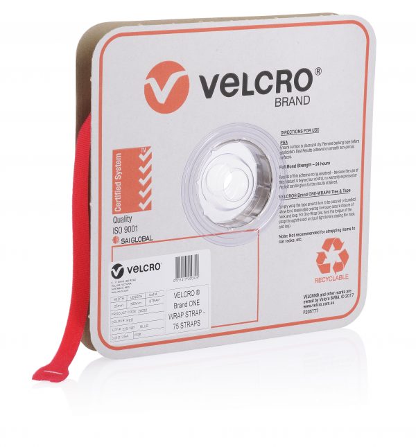 Velcro One-Wrap Strap Red 25mm x 300mm 75 Straps