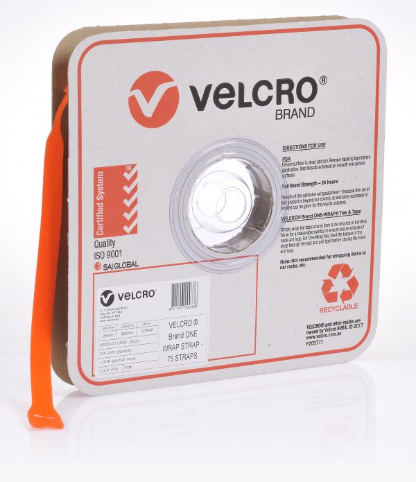 Velcro One-Wrap Strap Orange 25mm x 300mm 75 Straps