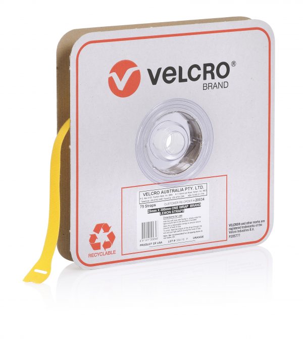 Velcro One-Wrap Strap Lemon 25mm x 300mm 75 Straps