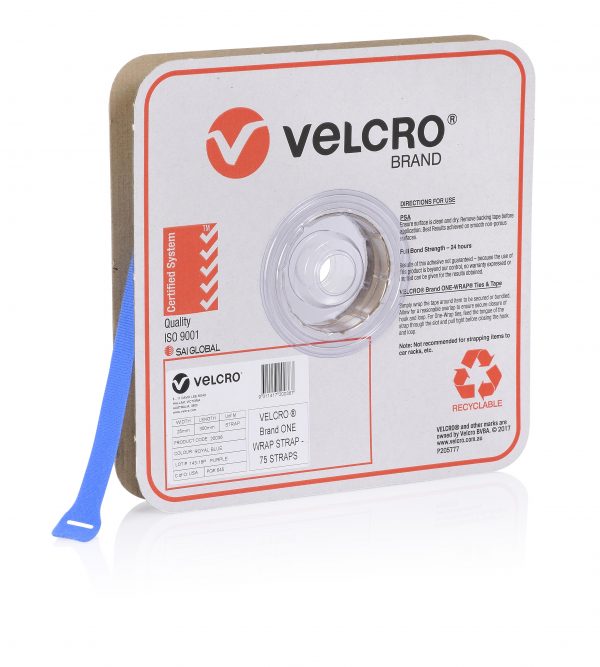 Velcro One-Wrap Strap Royal Blue 25mm x 300mm 75 Straps