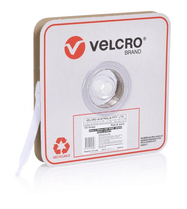 Velcro One-Wrap Strap White 25mm x 200mm 100 Straps