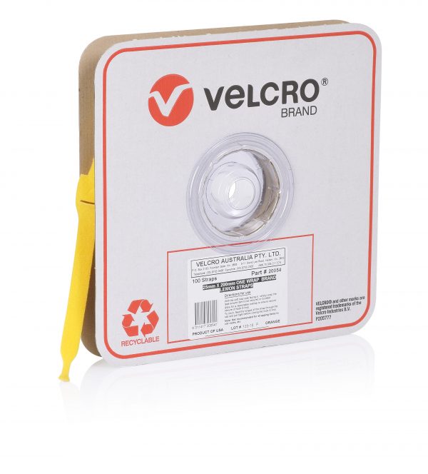 Velcro One-Wrap Strap Lemon 25mm x 200mm 100 Straps