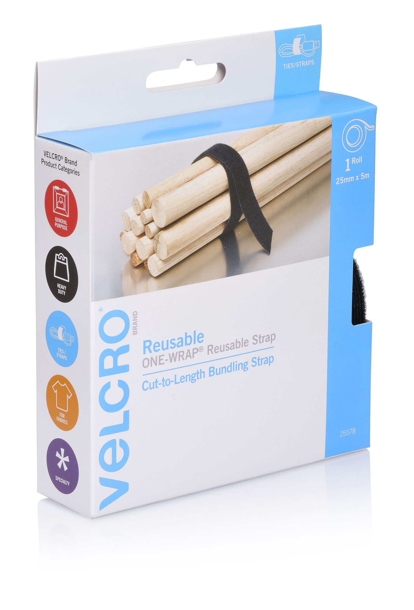 Velcro OneWrap Strap Black 25mm x 2.5m TecArt