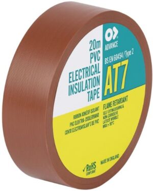Advance AT7 Electrical Tape Flame Retardant Brown 19mm x 20m (520/203E equivalent)