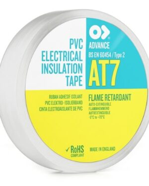 Advance AT7 Electrical Tape Flame Retardant White 19mm x 20m (520/203E equivalent)