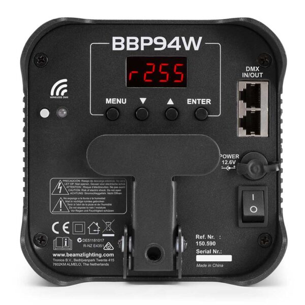 Beamz BBP94W - Battery Uplight Par 4x12W Wireless DMX IRC - Image 2