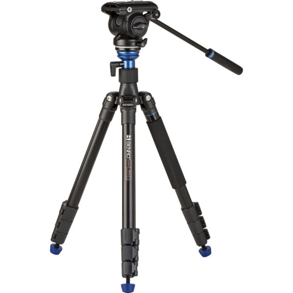 Benro A2883F Aero4 Travel Video Tripod Kit Aluminium Leveling Column Flip Lock S4PRO Head