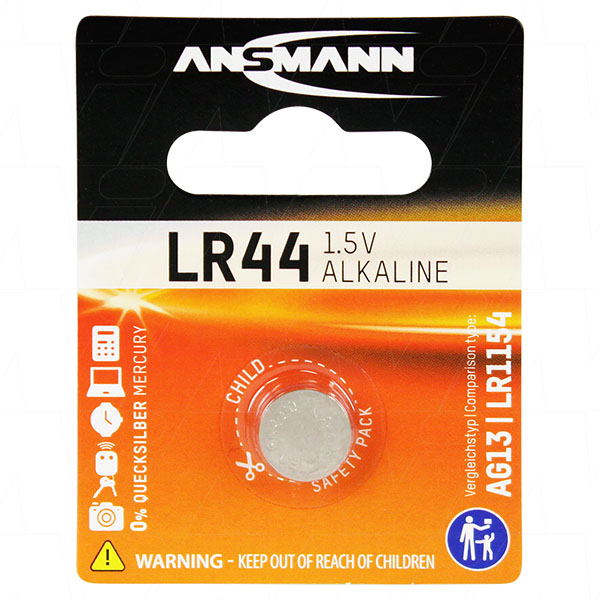 Pile Bouton ANSMANN LR44 - AG13 - V13G - LR1154 - A76 - Alcaline - 1.5V