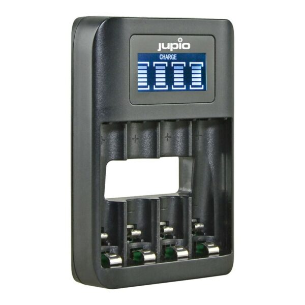 Jupio 4 Slot Fast Battery Charger & LCD Screen for AA & AAA Rechargeable Batteries