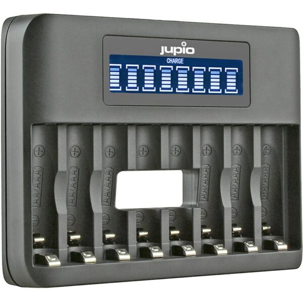 Jupio 8 Slot Fast Battery Charger for AA & AAA Rechargeable Batteries