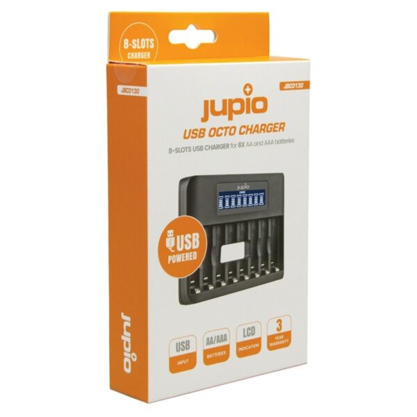 Jupio 8 Slot Fast Battery Charger for AA & AAA Rechargeable Batteries - Image 2