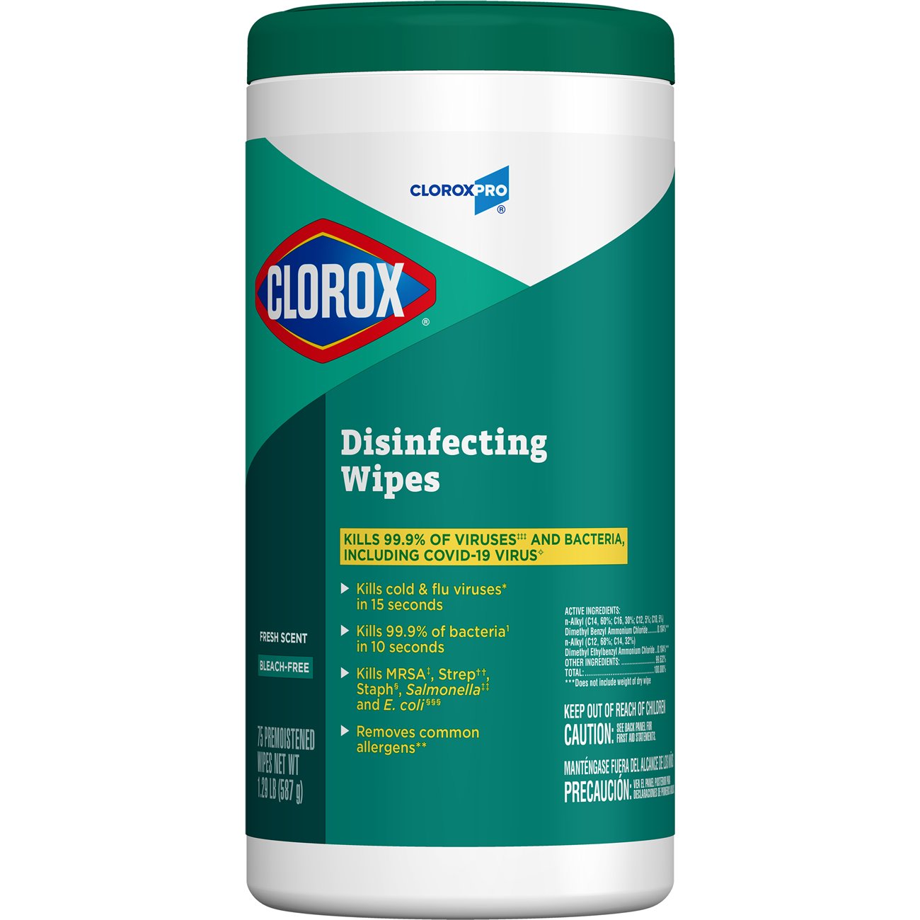 Chux Clorox Wipes 70% Isopropyl Alcohol Tub 75 Wipes