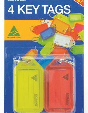 Kevron Key Tag Clicktags ID5 Blister Pack 4 Assorted Colours