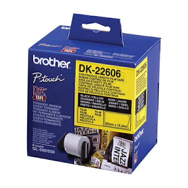 Brother DK22606 Yellow Roll 62mm x 15.24 metres