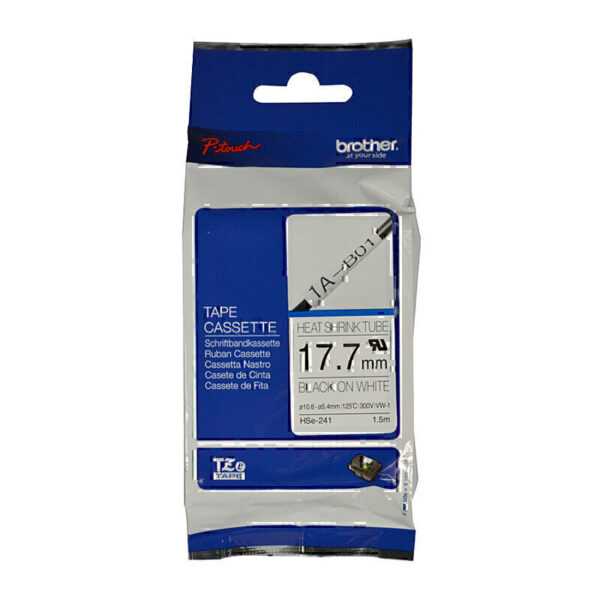 Brother HSe241 Labelling Tape 18mm x 1.5m Black on White