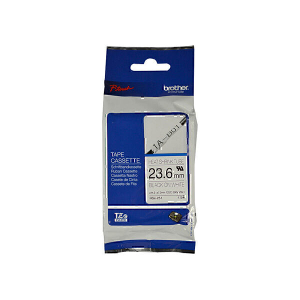 Brother HSe251 Labelling Tape 24mm x 1.5m Black on White