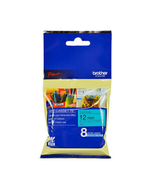 Brother M531 Labelling Tape 12mm x 8m Metallic Black on Blue