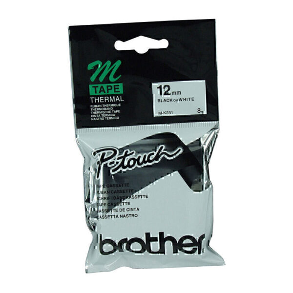 Brother MK231 Labelling Tape 12mm x 8m Black on White