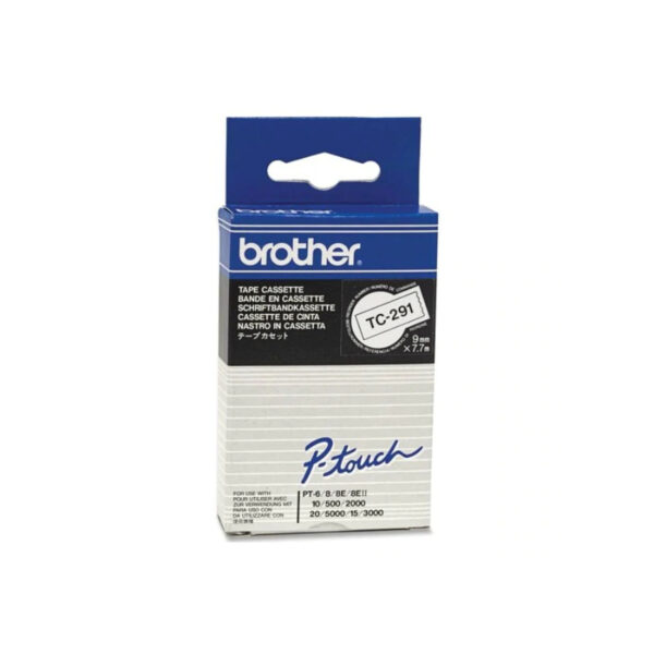 Brother TC291 Labelling Tape 9mm x 8m Black on White