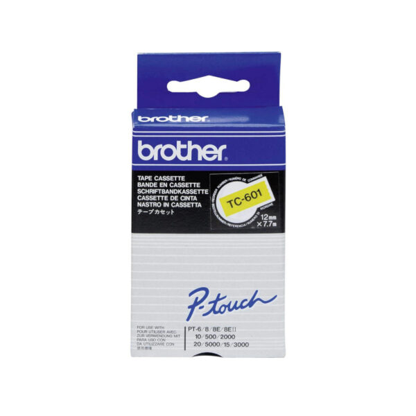 Brother TC601 Labelling Tape 12mm x 8m Black on Yellow