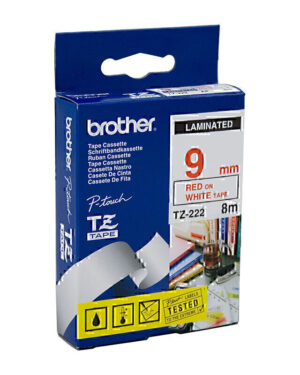 Brother TZe222 Labelling Tape 9mm x 8m Red on White