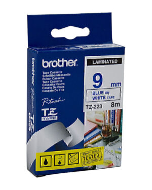 Brother TZe223 Labelling Tape 9mm x 8m Blue on White