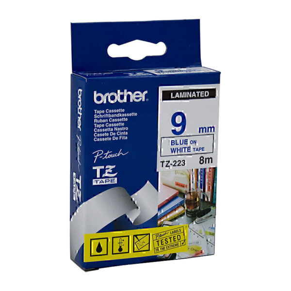 Brother TZe223 Labelling Tape 9mm x 8m Blue on White