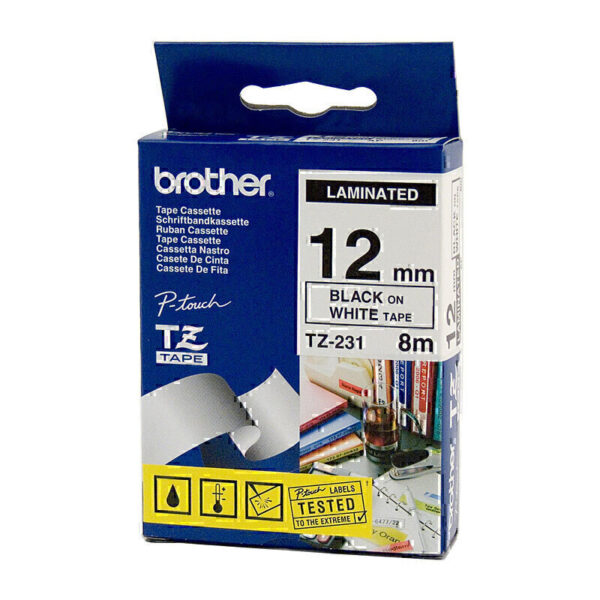 Brother TZe231 Labelling Tape 12mm x 8m Black on White