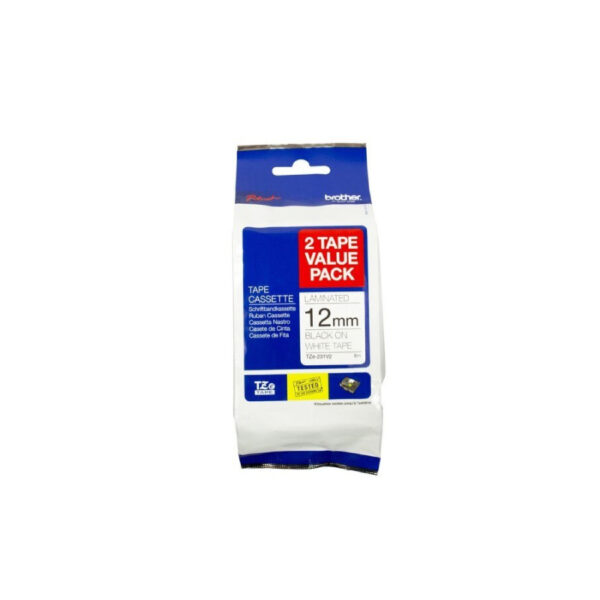 Brother TZe231 Label Tape Twin 12mm x 8m x 2pk Black on White