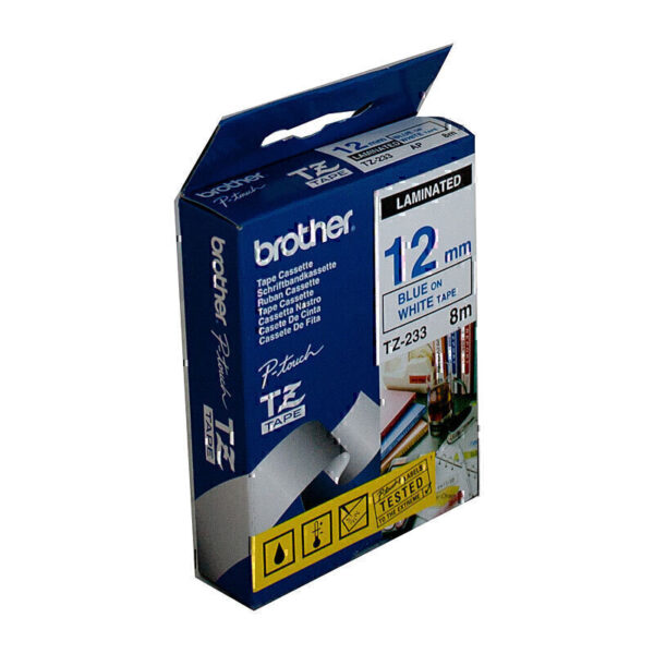 Brother TZe233 Labelling Tape 12mm x 8m Blue on White