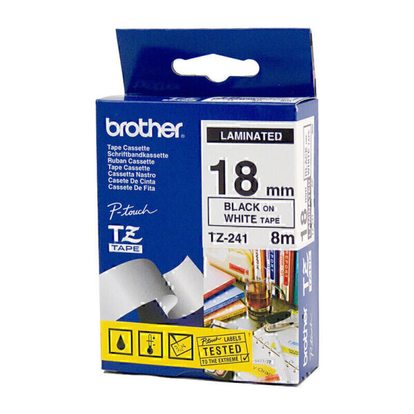 Brother TZe241 Labelling Tape 18mm x 8m Black on White