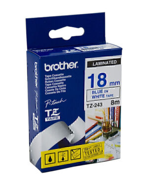 Brother TZe243 Labelling Tape 18mm x 8m Blue on White