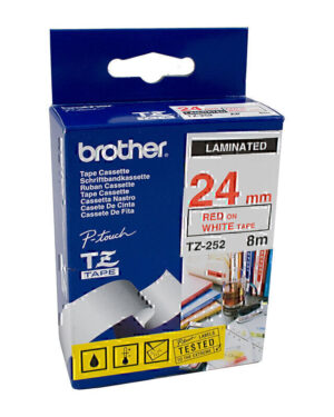 Brother TZe252 Labelling Tape 24mm x 8m Red on White