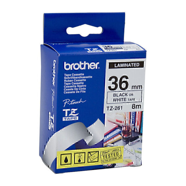 Brother TZe261 Labelling Tape 36mm x 8m Black on White