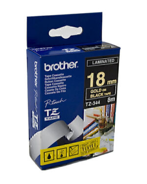 Brother TZe344 Labelling Tape 18mm x 8m Gold on Black