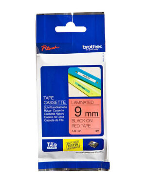 Brother TZe421 Labelling Tape 9mm x 8m Black on Red