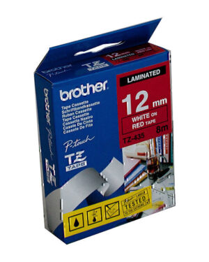 Brother TZe435 Labelling Tape 12mm x 8m White on Red