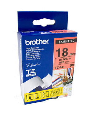 Brother TZe441 Labelling Tape 18mm x 8m Black on Red