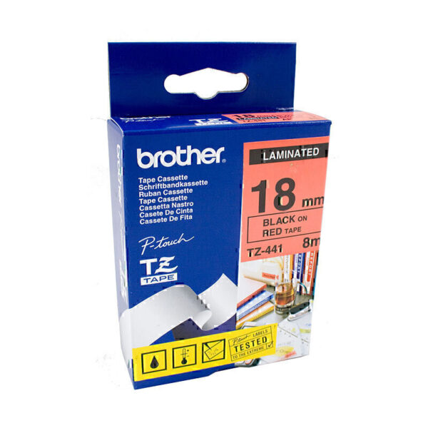 Brother TZe441 Labelling Tape 18mm x 8m Black on Red