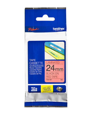 Brother TZe451 Labelling Tape 24mm x 8m Black on Red