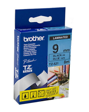 Brother TZe521 Labelling Tape 9mm x 8m Black on Blue