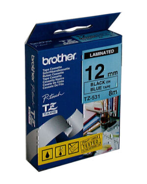Brother TZe531 Labelling Tape 12mm x 8m Black on Blue