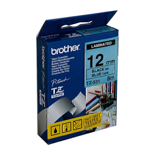Brother TZe531 Labelling Tape 12mm x 8m Black on Blue