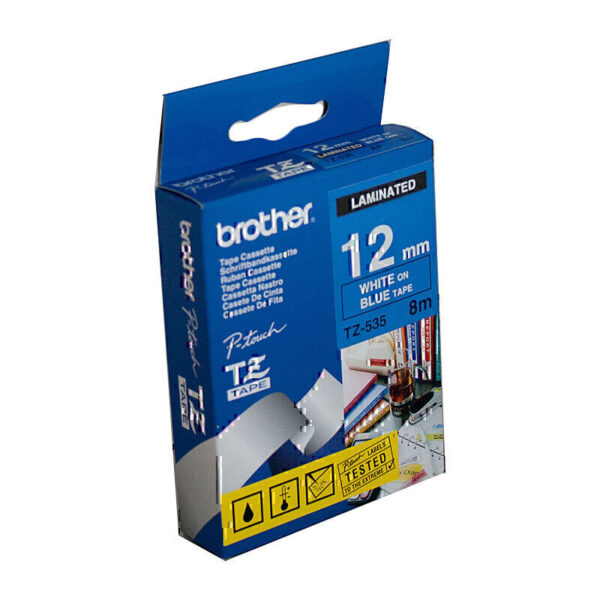 Brother TZe535 Labelling Tape 12mm x 8m White on Blue
