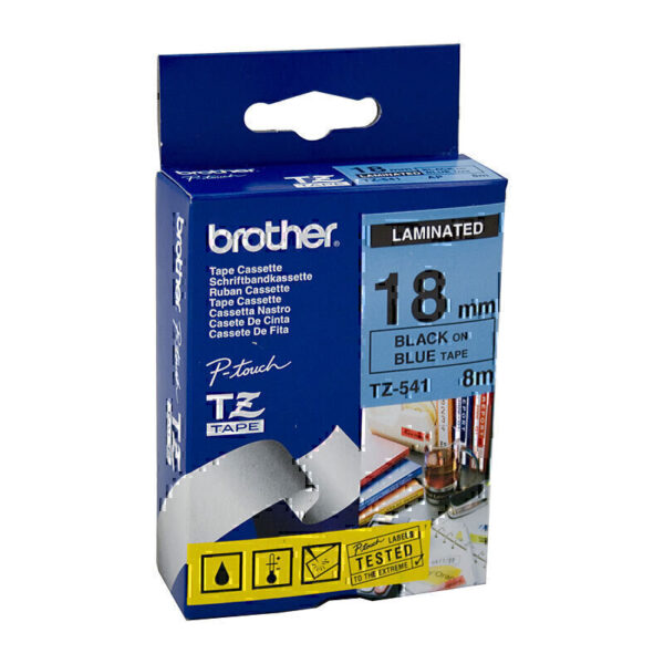 Brother TZe541 Labelling Tape 18mm x 8m Black on Blue