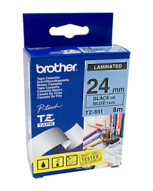 Brother TZe551 Labelling Tape 24mm x 8m Black on Blue